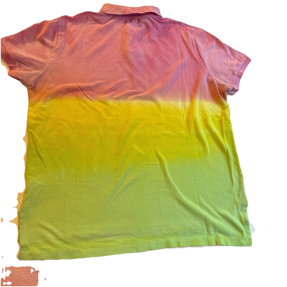 POLO RALPH LAUREN Rainbow Tie Dye Custom Fit Mesh Polo‎ Shirt Men's XL - Picture 4 of 4